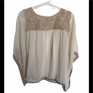 Maurices Dressy Cream Crochet Blouse Size Small
